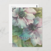 Handgeschilderde Anemones Art Briefkaart | pastelb (Voorkant / Achterkant)