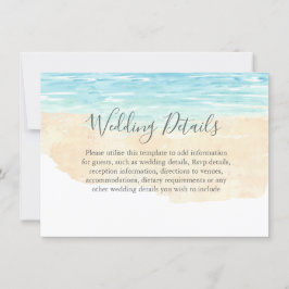 Handgeschilderde Aquarel Strand Bruiloftsreceptie Kaart