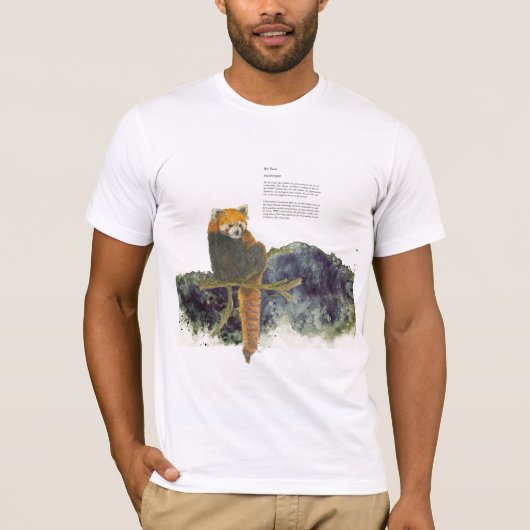 Handgeschilderde bedreigde Schattigee rode panda T-shirt (Voorkant)