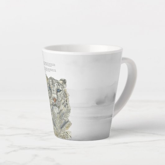 Handgeschilderde bedreigde sneeuwluipaard latte mok (Rechterhoek)