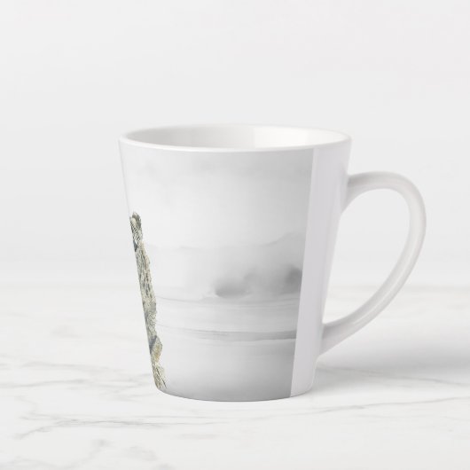 Handgeschilderde bedreigde sneeuwluipaard latte mok (Rechts)