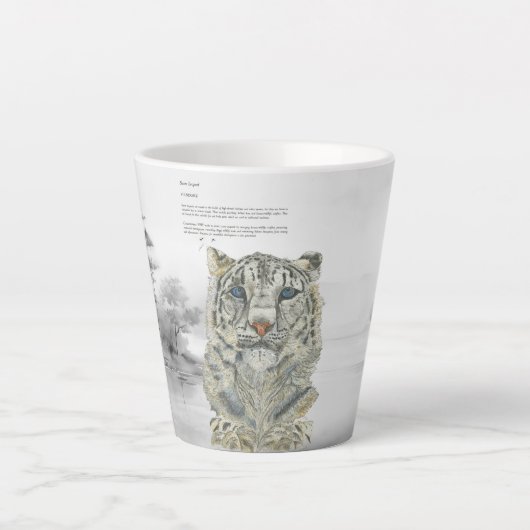 Handgeschilderde bedreigde sneeuwluipaard latte mok (Voorkant)