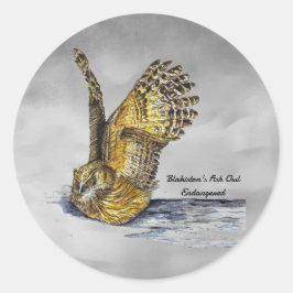 Handgeschilderde bedreigde visuil van Blakiston Ronde Sticker