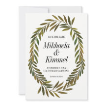 Handgeschilderde bladeren Save the Date Invitation