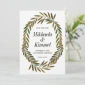 Handgeschilderde bladeren Save the Date Invitation Kaart (Staand voorkant)