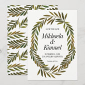 Handgeschilderde bladeren Save the Date Invitation Kaart (Voorkant / Achterkant)