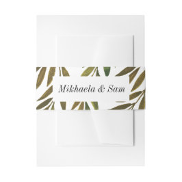 Handgeschilderde bladeren Wedding Invitation Belly Uitnodigingen Wikkel