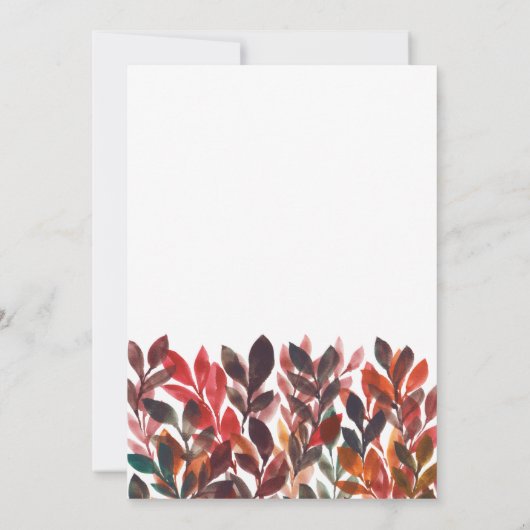 Handgeschilderde bladeren Wedding Invitation Kaart (Achterkant)