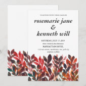 Handgeschilderde bladeren Wedding Invitation Kaart (Voorkant / Achterkant)