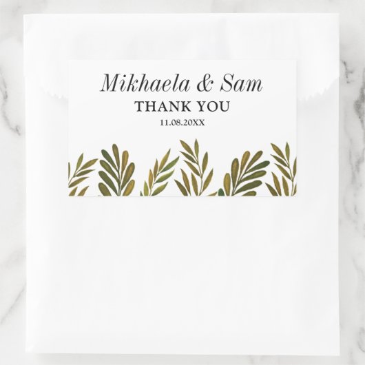 Handgeschilderde bladeren Wedding Rechthoekige Sticker (Tas)