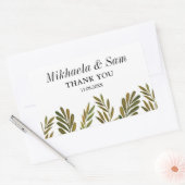 Handgeschilderde bladeren Wedding Rechthoekige Sticker (Envelop)