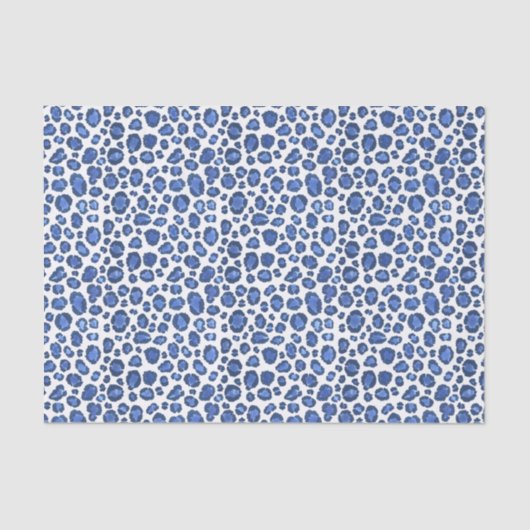 Handgeschilderde blauw-witte luipaard dierenprint tissuepapier (Voorkant)