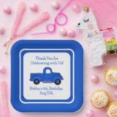 Handgeschilderde  Blauwe Vrachtwagenrand Papieren Bordje (Feest)