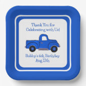 Handgeschilderde  Blauwe Vrachtwagenrand Papieren Bordje (Voorkant)