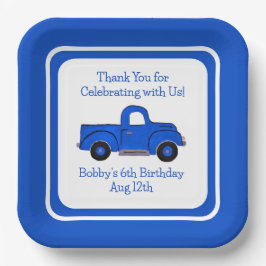 Handgeschilderde  Blauwe Vrachtwagenrand Papieren Bordje