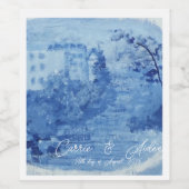 Handgeschilderde blauwe wilgenblad-gemberpotten To Wijn Etiket (Enkel label)