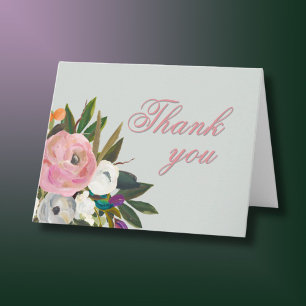 Handgeschilderde bloemen elk jaar verjaardagsfeest bedankkaart