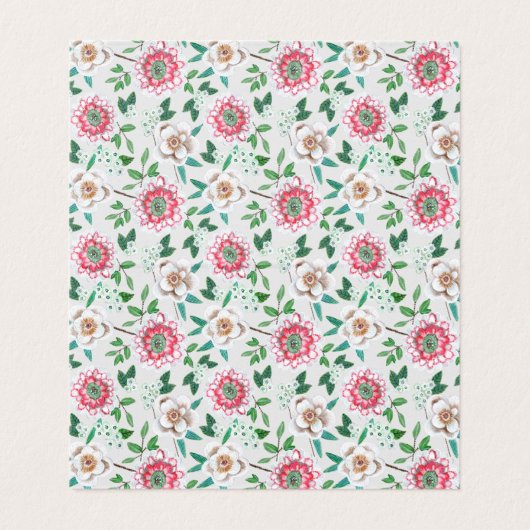 Handgeschilderde Bloemen Gastnaam Plaats Kaart Visitekaartje (Binnenkant ongevouwen)