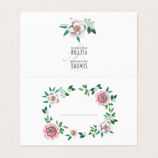 Handgeschilderde Bloemen Gastnaam Plaats Kaart Visitekaartje (Buitenkant ongevouwen)