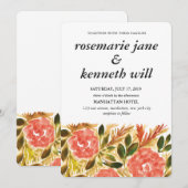 Handgeschilderde bloemen Huwelijksuitnodiging Kaart (Voorkant / Achterkant)