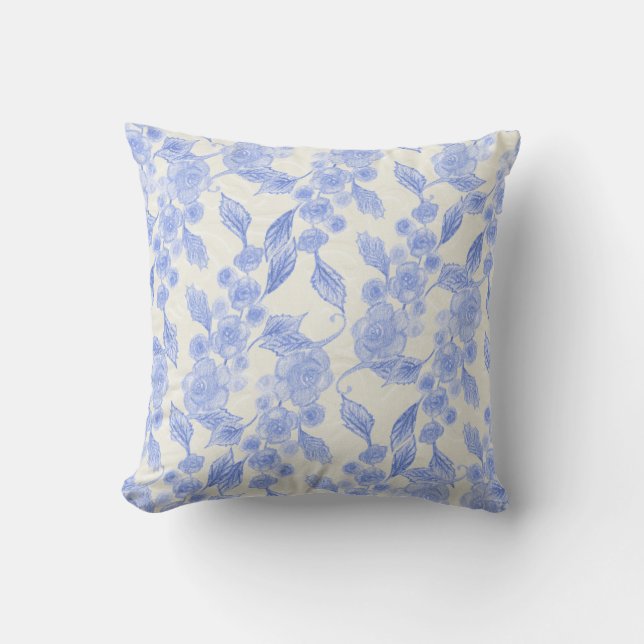 Handgeschilderde bloemen kussen (Voorkant)