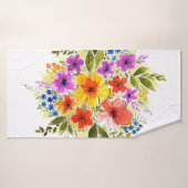 Handgeschilderde bloemen, licht waterverf boeket. badhanddoek (Badhanddoek)
