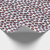 Handgeschilderde bloemen, rood en blauw patroon. cadeaupapier (Hoek)