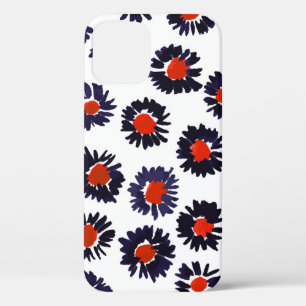 Handgeschilderde bloemen, rood en blauw patroon. Case-Mate iPhone case