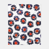 Handgeschilderde bloemen, rood en blauw patroon. fleece deken (Voorkant)