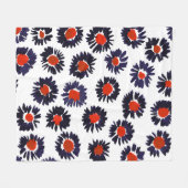 Handgeschilderde bloemen, rood en blauw patroon. fleece deken (Voorkant (Horizontaal))