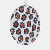 Handgeschilderde bloemen, rood en blauw patroon. glas ornament (Voorkant Rechts)