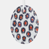 Handgeschilderde bloemen, rood en blauw patroon. glas ornament (Voorkant links)