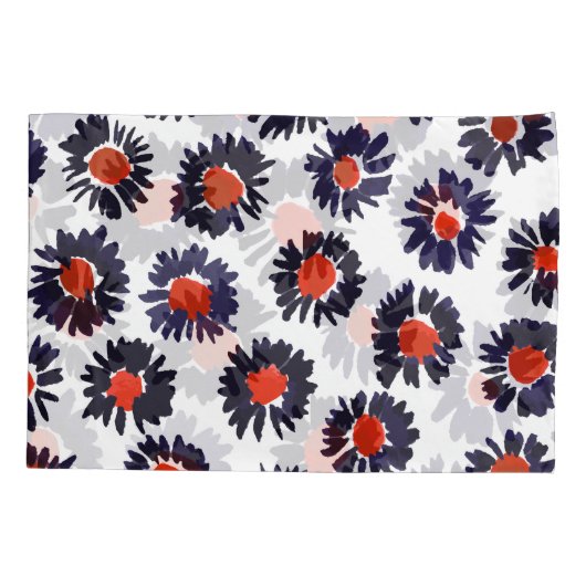 Handgeschilderde bloemen, rood en blauw patroon. kussensloop (Achterkant)