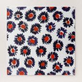 Handgeschilderde bloemen, rood en blauw patroon. legpuzzel (Verticaal)