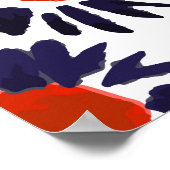 Handgeschilderde bloemen, rood en blauw patroon. poster (Hoek)