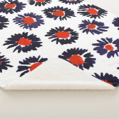 Handgeschilderde bloemen, rood en blauw patroon. sherpa deken (3/4)