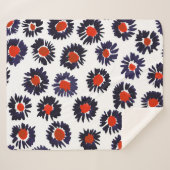 Handgeschilderde bloemen, rood en blauw patroon. sherpa deken (Voorkant (horizontaal))
