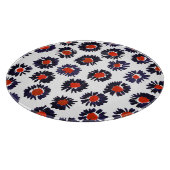 Handgeschilderde bloemen, rood en blauw patroon. snijplank (Hoek)