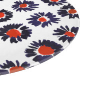 Handgeschilderde bloemen, rood en blauw patroon. snijplank (Hoek)