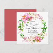Handgeschilderde bloemen | Roze krans bruiloft fee Kaart (Voorkant / Achterkant)