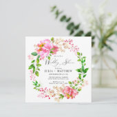 Handgeschilderde bloemen | Roze krans bruiloft fee Kaart (Staand voorkant)