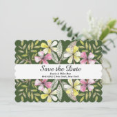 handgeschilderde bloemen save the date (Staand voorkant)