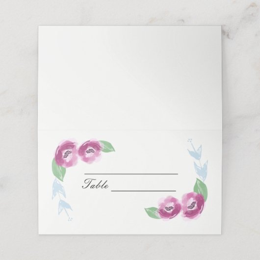 Handgeschilderde bloemen | Trouwplaatskaarten Plaatskaartje (Buitenkant ongevouwen)