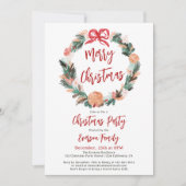 Handgeschilderde Bloemen Waterverf Krans Kerst Kaart (Voorkant)