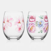 Handgeschilderde bloemenprint wijnglas zonder voet (Achterkant)