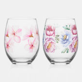 Handgeschilderde bloemenprint wijnglas zonder voet (Links)