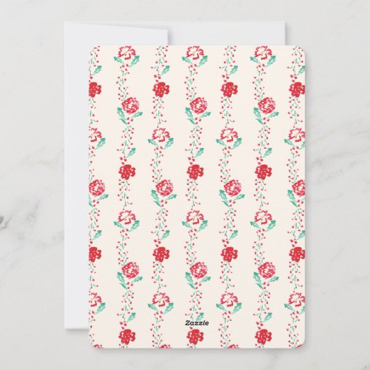 Handgeschilderde bloemenvaas vakantie begroeting K Feestdagenkaart (Achterkant)