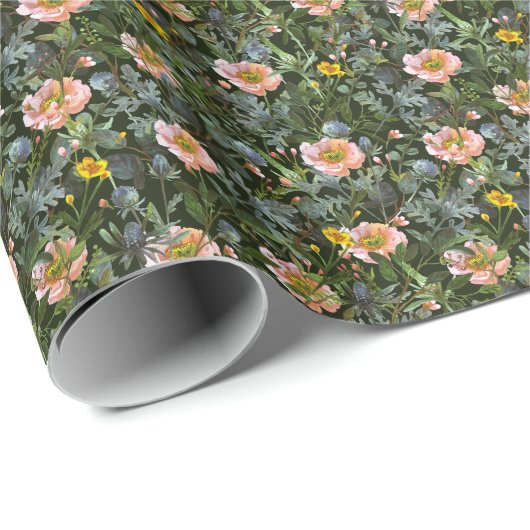 Handgeschilderde bloemstukken: donker waterverf. cadeaupapier (Rol Hoek)