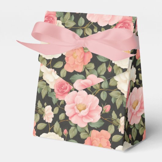 Handgeschilderde blos & ivoren Rozen weelderig gro Bedankdoosjes (Voorkant Zijde)