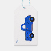 Handgeschilderde Blue Truck Cadeaulabel (Achterkant)